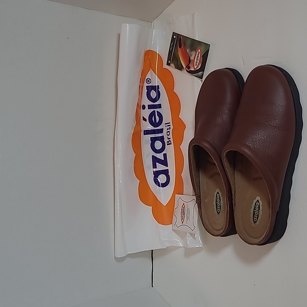 Vintage Azaleia brown leather slip on clogs. With original shopping bag
